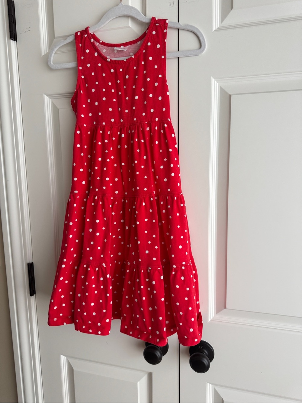 Hanna Andersson Red White Polka Dot Tiered Cotton Dress Girls Size 8 EUC 130 - Picture 2 of 6